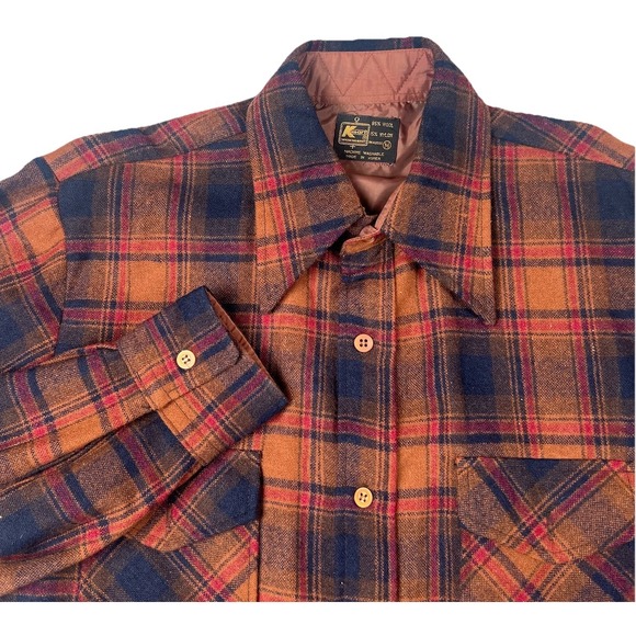 Vintage Kmart Mens Wool Flannel Button Down Size M - Picture 1 of 10